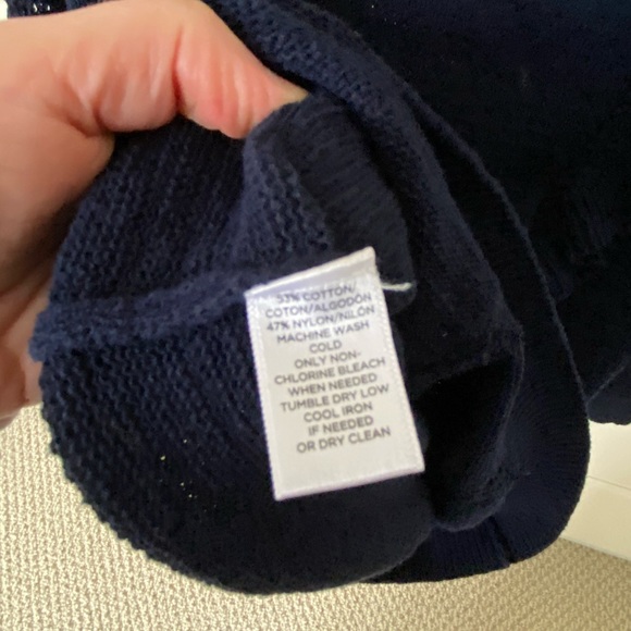 Ruffled navy sweater with knitted sleeves - Picture 4 of 7